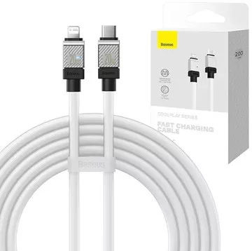 Gyorstöltő kábel Baseus USB-C - Lightning Coolplay Series 2m, 20W, fehér