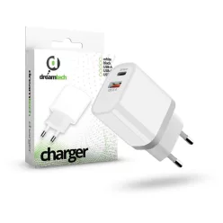 Dreamtech 20w töltőfej USBA USBC fehér 