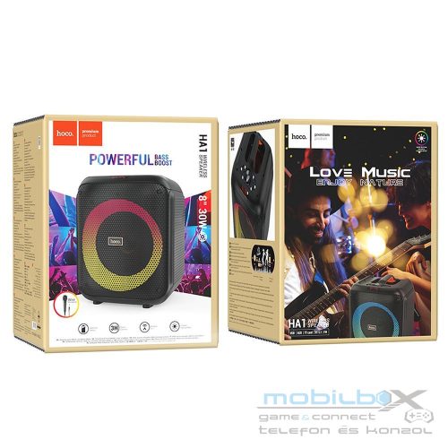 HOCO bluetooth-os vezeték nélküli hangszóró + mikrofon, Graceful HA1 fekete
