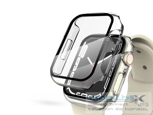 Apple Watch 7/Series 8 (41 mm) védőtok beépített edzett üveggel - DEFENSE 360 - átlátszó (ECO csomagolás)
