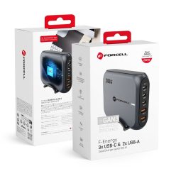   FORCELL F-ENERGY GaN III VT-51 desktop charger 3 x Typ C + 2 x USB A PD QC4.0 SFC2.0 5A 200W gray