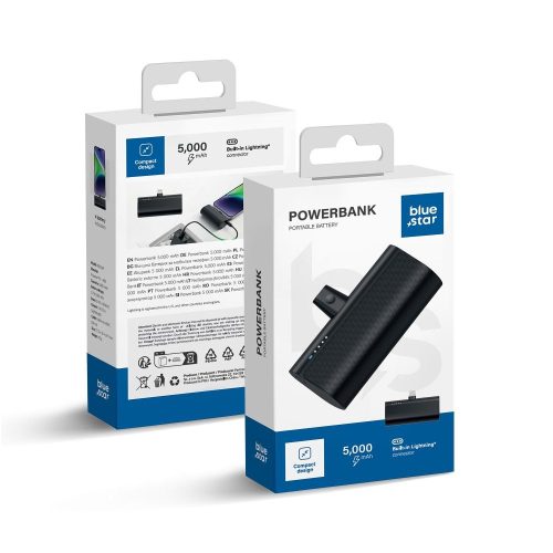BLUE STAR powerbank 5000 mAh with built-in connector Lightning 2,1A W0556P black