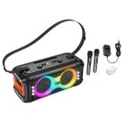 HOCO karaoke set wireless speaker + 2 x wireless microphones LED 60W HA9 black