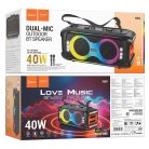 HOCO karaoke set wireless speaker + 2 x wireless microphones LED 60W HA9 black