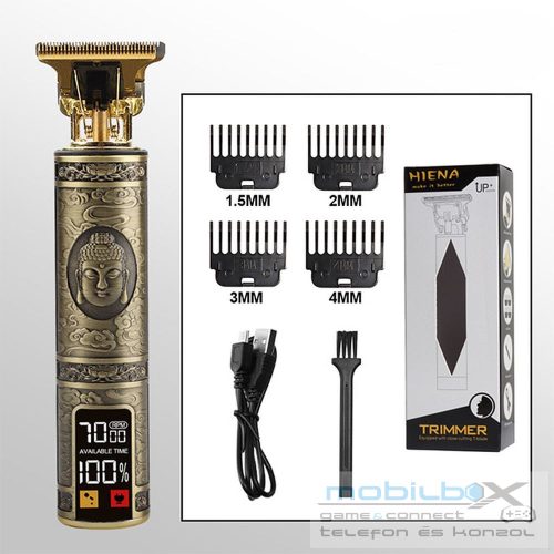 Hair clipper with display LED and replacable combs T9 (head motif) gold