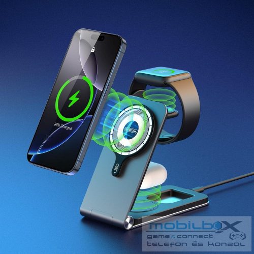 DUZZONA foldable wireless charger 3in1 compatible with MagSafe 15W W22 black