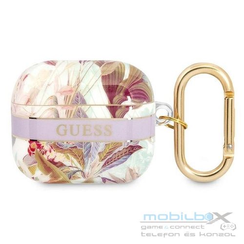 GUESS case for APPLE AirPods 3 GUA3HHFLU (Flower Strap Collection) purple