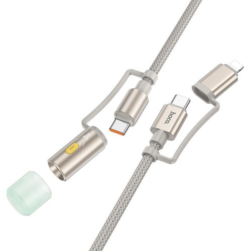 HOCO cable All-in-one Type C / Lightning to Type C / LED Light PD 3A 60W U138 1,2 m grey