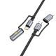HOCO cable All-in-one Type C / Lightning to Type C / Cigarette lighter PD 3A 60W U138 1,2 m grey