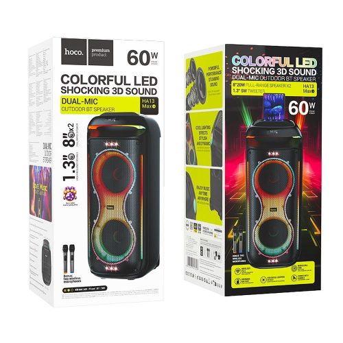 HOCO speaker bluetooth + 2 x wireless microphones HA13 Max black
