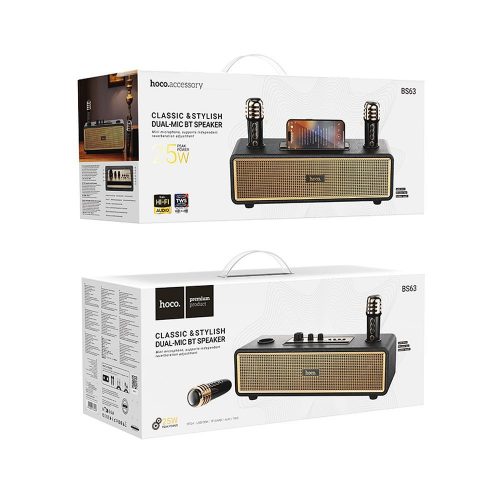 HOCO speaker bluetooth + 2 x wireless microphones BS63 black