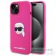 KARL LAGERFELD case for IPHONE 15 compatible with MagSafe KLHMP15SSKHPPLF (SIL KL Head Print) fuschia