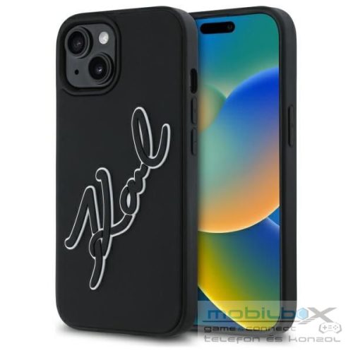 KARL LAGERFELD case for IPHONE 15 KLHCP15S3DRKSDLK (3D Rubber Signature) black