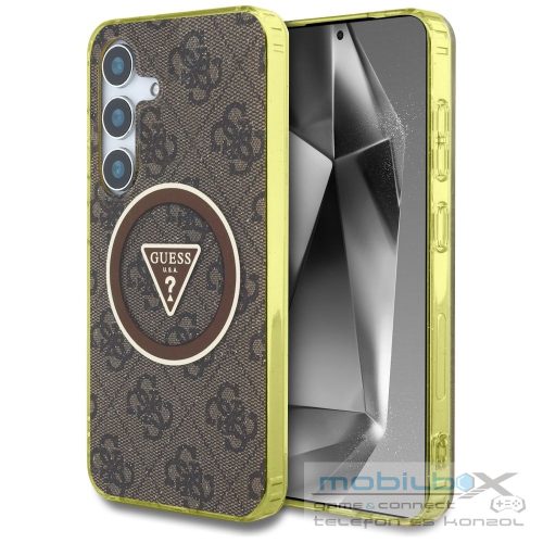 GUESS case for SAMSUNG S25 GUHMS25SHG4PRTGW (Magnetic IML Metal Glitter 4G Circle Triangle) brown
