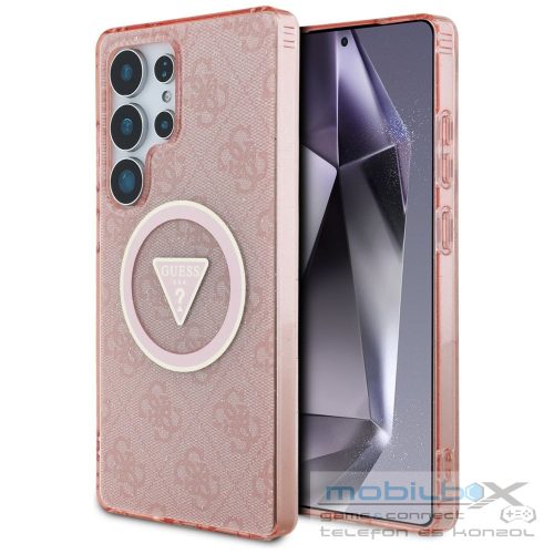 GUESS case for SAMSUNG S25 Ultra GUHMS25LHG4PRTGP (Magnetic IML Metal Glitter 4G Circle Triangle) pink