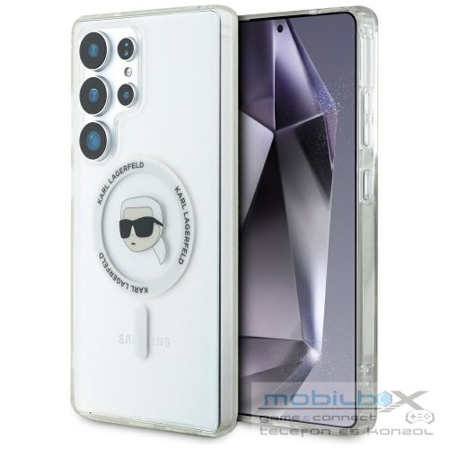 KARL LAGERFELD case for SAMSUNG S25 Ultra KLHMS25LHLSKIH (Magnetic IML Metal K. Heads) white