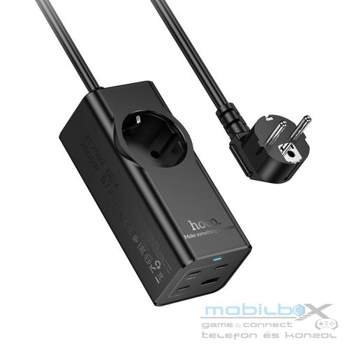 HOCO extension cord 1 socket + USB A + 3 x Type C PD QC3.0 3A 67W NS9 2 m black