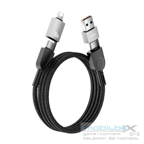 WiWU - Raptor series data cable Wi-C051 4in1 Fast Charging USB A/USB C to C+L 100W 1,2m - black