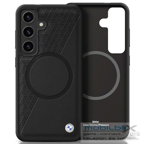 BMW case for SAMSUNG S25 compatible MagSafe BMHMS25S23RTPK (Sign Leather Half Textured and Circle) black