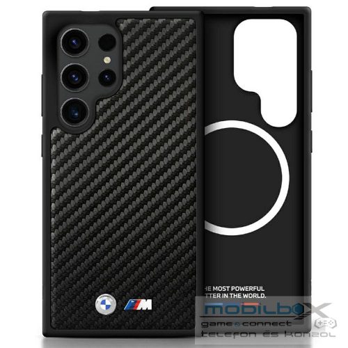 BMW case for SAMSUNG S25 Ultra compatible MagSafe BMHMS25L24PUCILK (PU Carbon Metal Logos) black
