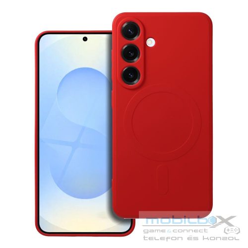 SILICONE MAG COVER case compatible with MagSafe for SAMSUNG S25 Edge red