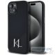 KARL LAGERFELD case for IPHONE 15 compatible with MagSafe KLHMP15SSCMKMPCK (Silicone Initial Metal Logo) black