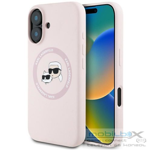 KARL LAGERFELD case for IPHONE 16 compatible with MagSafe KLHMP16SSKCHTCP (Silicone KC Heads) pink