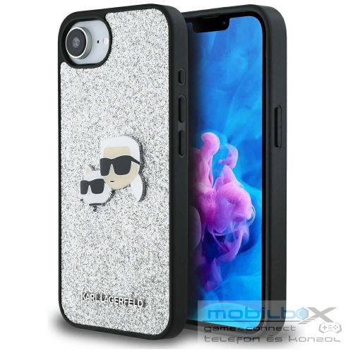 KARL LAGERFELD case for IPHONE 16e (SE 4 2025) KLHCPSE4PFGKCPS (Fixed Glitter W/ Ikonik Metal Pin) silver