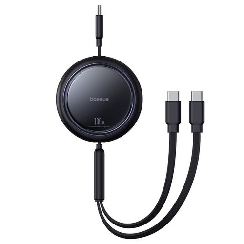 BASEUS retractable cable 2in1 Type C to 2 x Type C 100W 1 m black