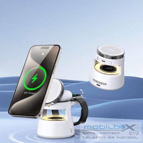 DUZZONA W23 5-in-1 Magnetic Wireless Charging Station with Bluetooth Speaker