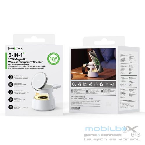DUZZONA W23 5-in-1 Magnetic Wireless Charging Station with Bluetooth Speaker