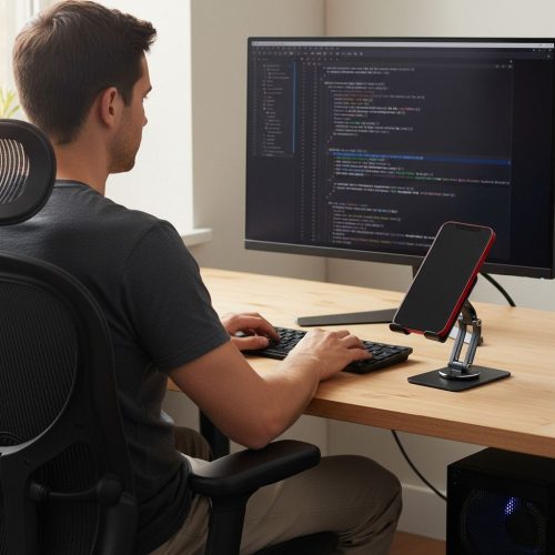 Desk holder for phone / tablet foldable Forcell F-Grip Fold Stand 2 360 gray