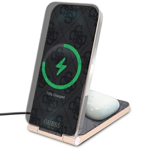 Wireless charger 2in1 Guess compatible with MagSafe 15W foldable GUDCFAL4PEGK gold