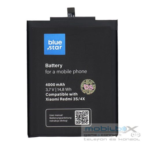 BLUE STAR battery for XIAOMI REDMI 3 / 3S / 3X / 4X (BM47) 4000 mAh