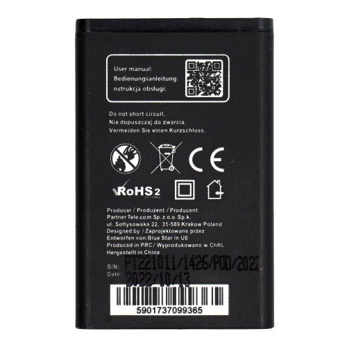 Battery for Nokia 1208 / 1200 / C1 / 1616 / 1800 1100 mAh Blue Star