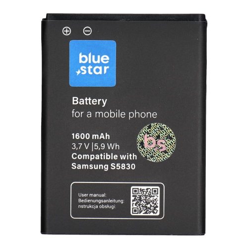 BLUE STAR PREMIUM battery for SAMSUNG S5830 Galaxy Ace / Galaxy Gio S5670 1600 mAh