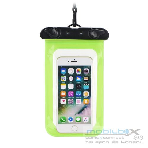 Waterproof bag for mobile phone with plastic closing green