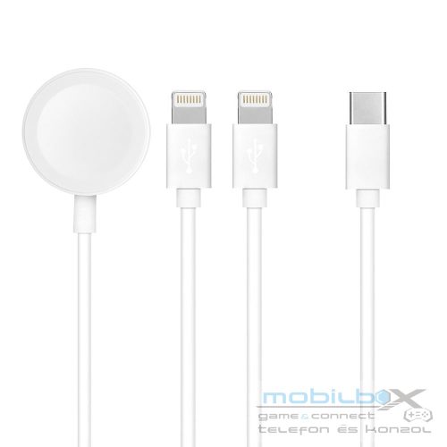 Cable 3in1 Type C to 2 x Lightning / Apple Watch 3W 2A C3168 1,2 m white