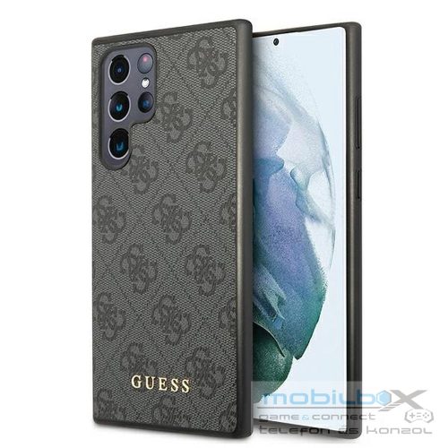 GUESS case for SAMSUNG S22 Ultra GUHCS22LG4GFGR (4G Metal Gold Logo) grey