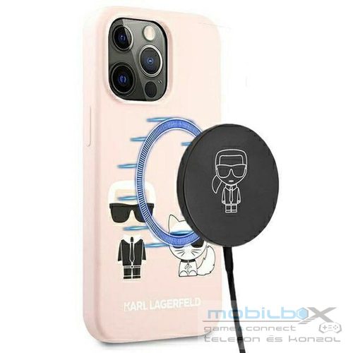 KARL LAGERFELD case for IPHONE 13 Pro KLHMP13LSSKCI (Ikonik Karl and Choupette + MAG) light pink