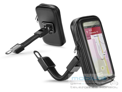 Univerzális kerékpárra / motorkerékpárra szerelhető, por- és cseppálló          telefontartó 5.5-6.3'' méretű készülékekhez - fekete