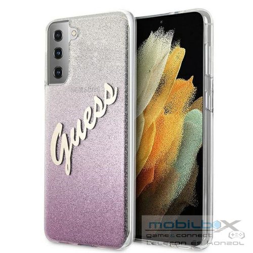 GUESS case for SAMSUNG S21 Plus GUHCS21MPCUGLSPI (Glitter Gradient Script) pink