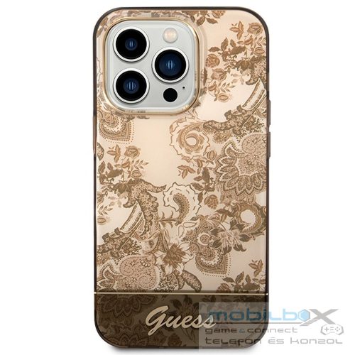 Original faceplate case GUESS GUHCP14XHGPLHC for iPhone 14 PRO MAX (IML Electro Cam TDJ / ochre)