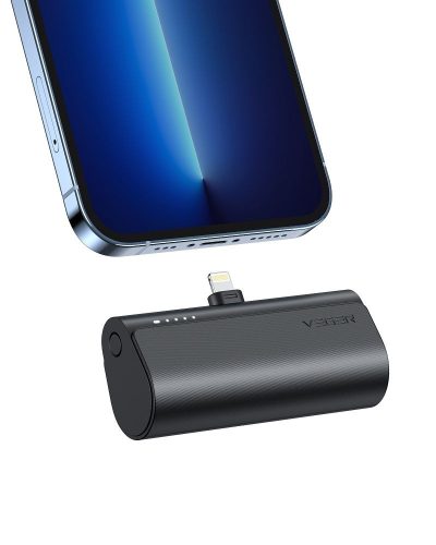 VEGER powerbank 5000 mAh with built-in connector Lightning PD QC3.0 3A 20W PlugOn (W0556P) black