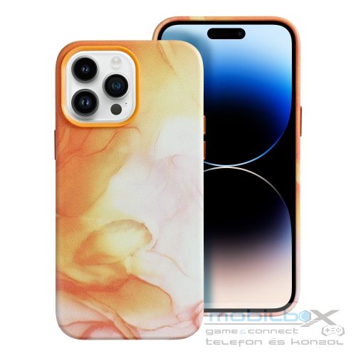 LEATHER MAG COVER case for IPHONE 14 Pro Max orange splash