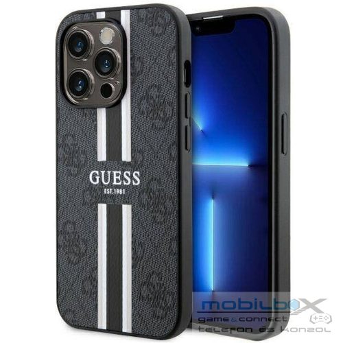 GUESS case for IPHONE 14 Pro Max compatible with MagSafe GUHMP14XP4RPSK (4G Printed Stripes) black