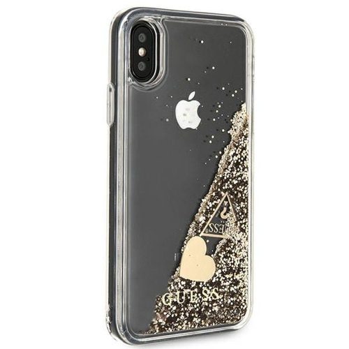 GUESS case for IPHONE X / XS GUOHCPXGLHFLGO (Charms 2 Liquid Glitter) gold
