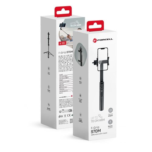 FORCELL F-GRIP S70M selfie stick with wireless remote control tripod black