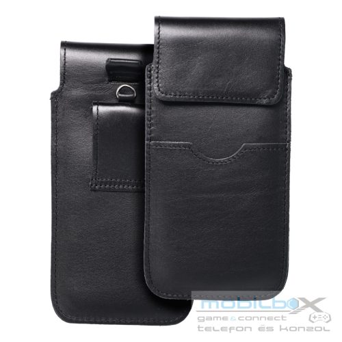 ROYAL - Leather universal flap pocket / black - Size 2XL - IPHONE 6 PLUS / SAMSUNG A52 / XIAOMI REDMI NOTE 10