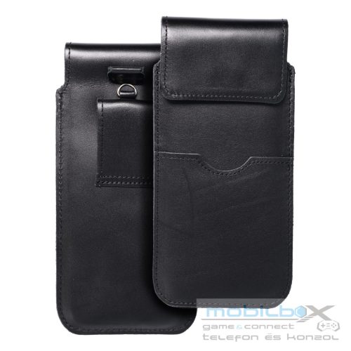 ROYAL - Leather universal flap pocket / black - Size 2XL+tall - SAMSUNG S21 ULTRA / HUAWEI P Smart 2021 / XIAOMI Redmi 12 / OPPO A98 5G